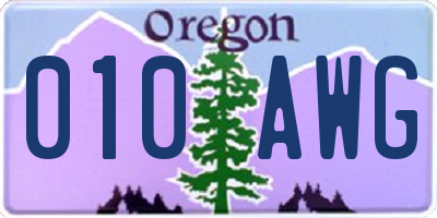 OR license plate 010AWG