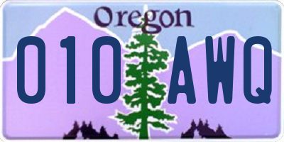 OR license plate 010AWQ