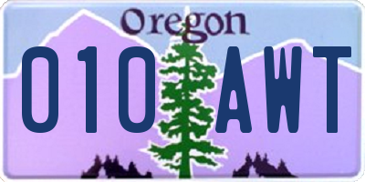 OR license plate 010AWT