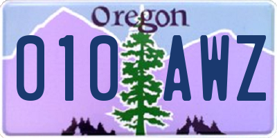 OR license plate 010AWZ