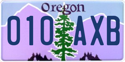 OR license plate 010AXB