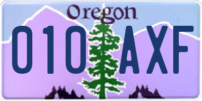 OR license plate 010AXF