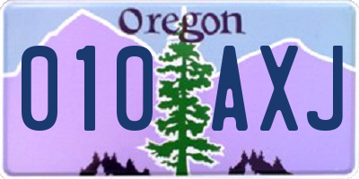 OR license plate 010AXJ