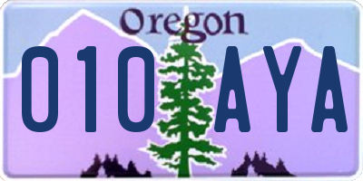 OR license plate 010AYA