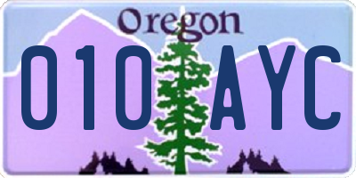OR license plate 010AYC
