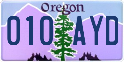 OR license plate 010AYD