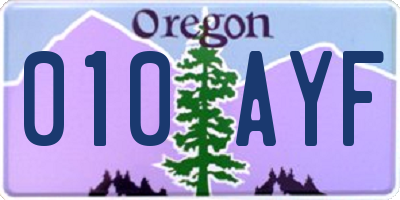OR license plate 010AYF