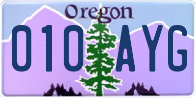 OR license plate 010AYG