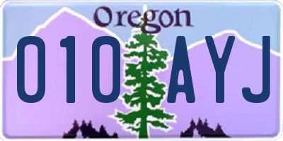 OR license plate 010AYJ