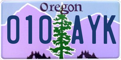 OR license plate 010AYK
