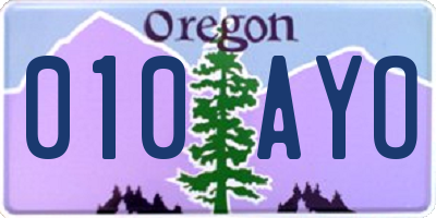 OR license plate 010AYO