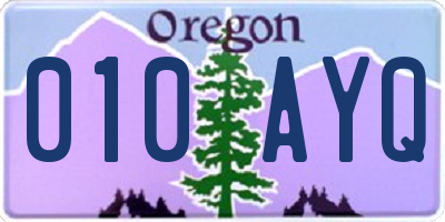 OR license plate 010AYQ