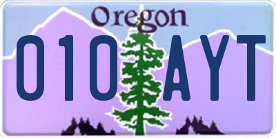 OR license plate 010AYT