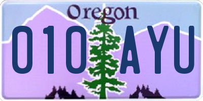 OR license plate 010AYU