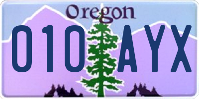 OR license plate 010AYX