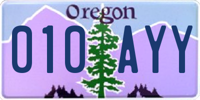 OR license plate 010AYY