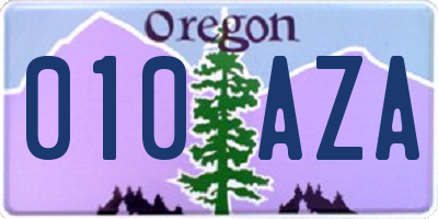 OR license plate 010AZA