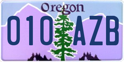 OR license plate 010AZB