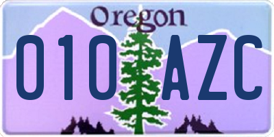 OR license plate 010AZC