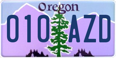 OR license plate 010AZD