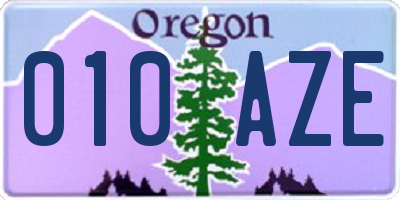 OR license plate 010AZE