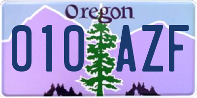 OR license plate 010AZF