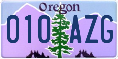 OR license plate 010AZG