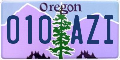 OR license plate 010AZI