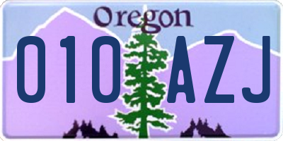 OR license plate 010AZJ
