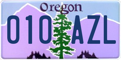OR license plate 010AZL