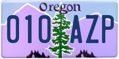 OR license plate 010AZP