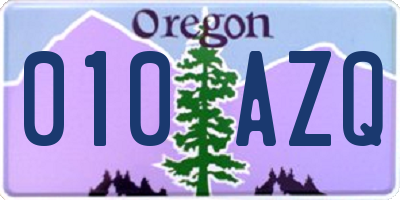 OR license plate 010AZQ
