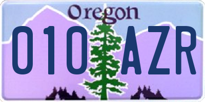 OR license plate 010AZR