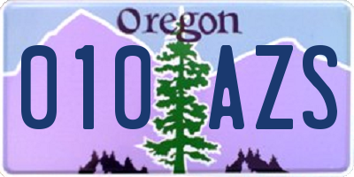 OR license plate 010AZS