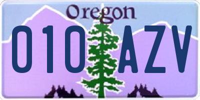 OR license plate 010AZV