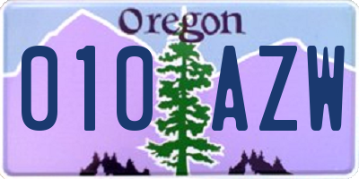 OR license plate 010AZW
