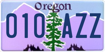 OR license plate 010AZZ