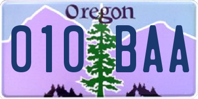OR license plate 010BAA