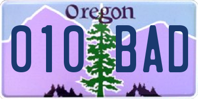 OR license plate 010BAD