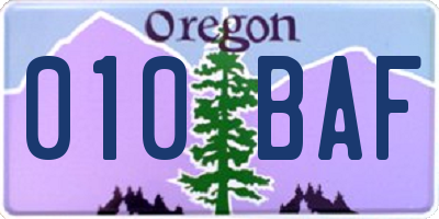 OR license plate 010BAF