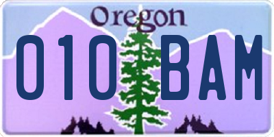 OR license plate 010BAM