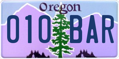 OR license plate 010BAR