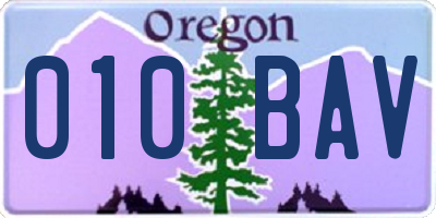 OR license plate 010BAV