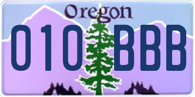 OR license plate 010BBB