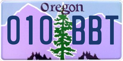 OR license plate 010BBT