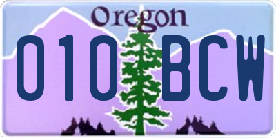 OR license plate 010BCW