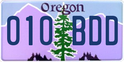 OR license plate 010BDD