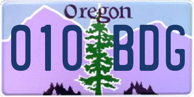 OR license plate 010BDG