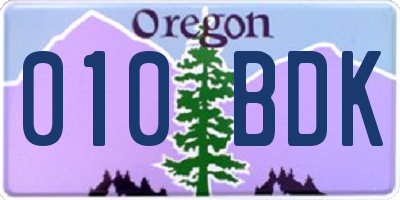 OR license plate 010BDK