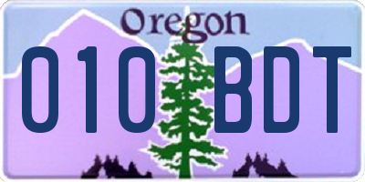 OR license plate 010BDT